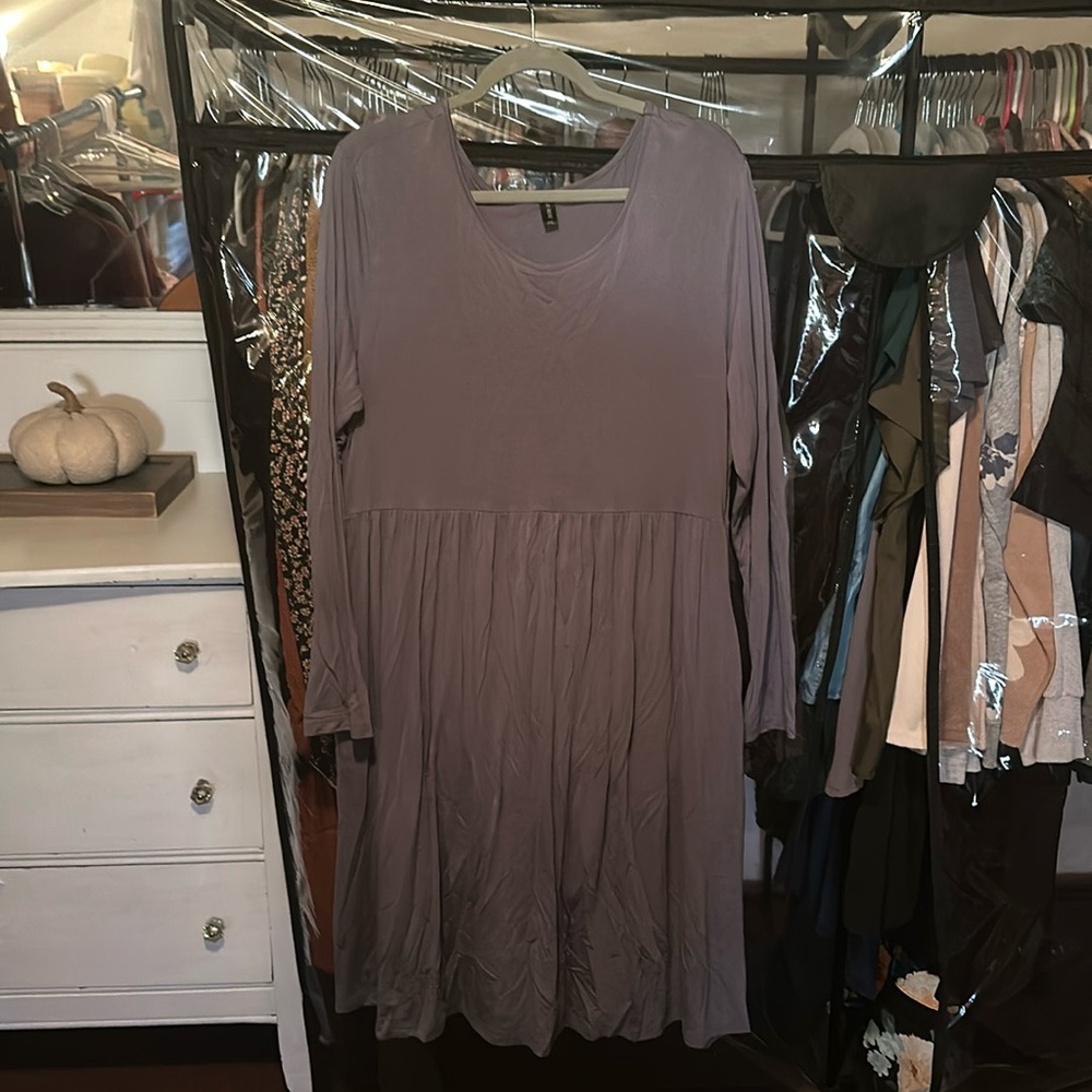 DB Moon (Amazon) Dusty Blue long sleeve jersey dress